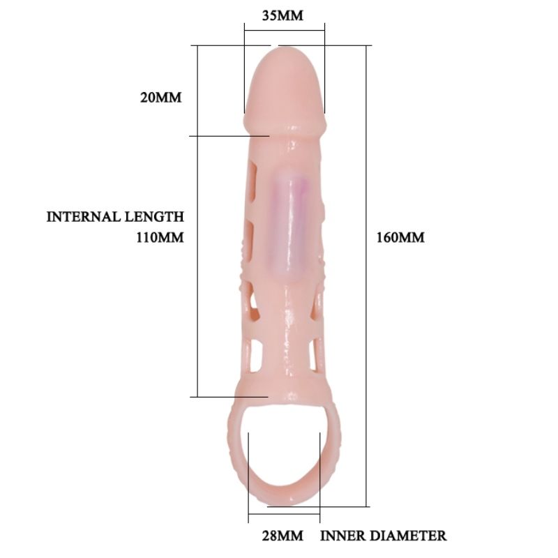 BAILE - FUNDA EXTENSORA PENE CON VIBRACIÓN Y STRAP NATURAL 13.5 CM - Imagen 6