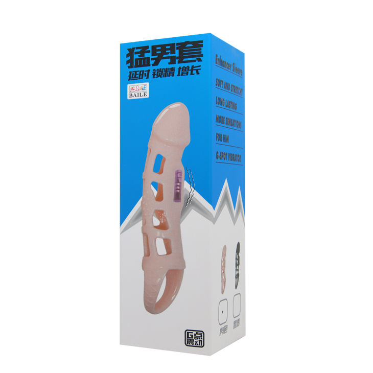 BAILE - FUNDA EXTENSORA PENE CON VIBRACIÓN Y STRAP NATURAL 13.5 CM - Imagen 7