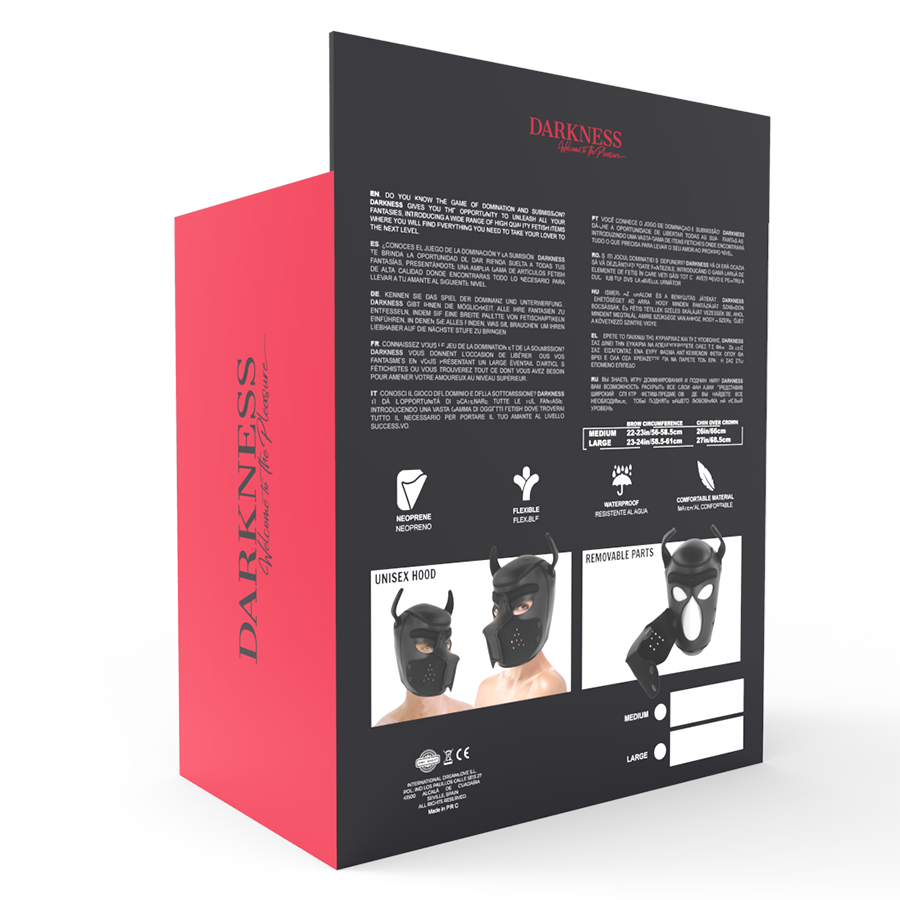 DARKNESS - MÁSCARA PERRO DE NEOPRENO CON HOCICO EXTRAÍBLE L - Imagen 7