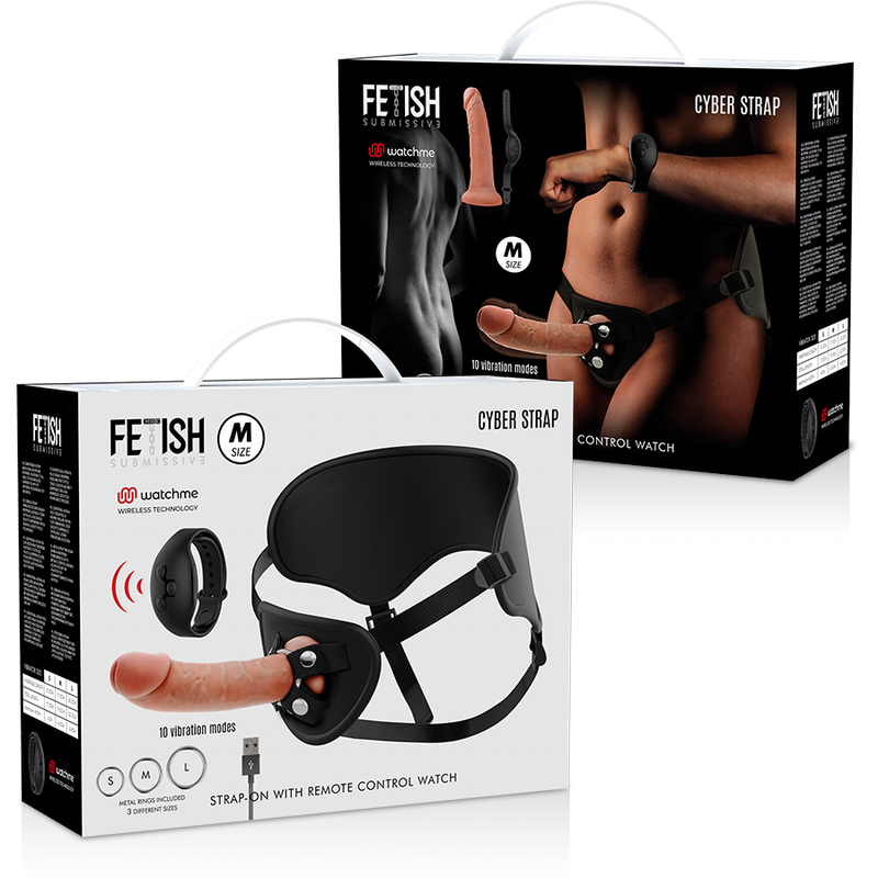 FETISH SUBMISSIVE CYBER STRAP - ARNÉS CON DILDO CONTROL REMOTO TECNOLOGÍA WATCHME M - Imagen 14