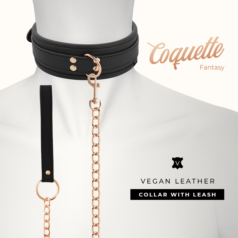 COQUETTE CHIC DESIRE - FANTASY COLLAR CUERO VEGANO CON CORREA Y FORRO DE NEOPRENO - Imagen 2