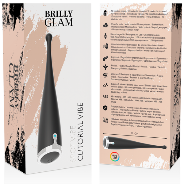 BRILLY GLAM - SPOT VIBE VIBRADOR CLITORIAL ORGASMICO SILICONA NEGRO - Imagen 11