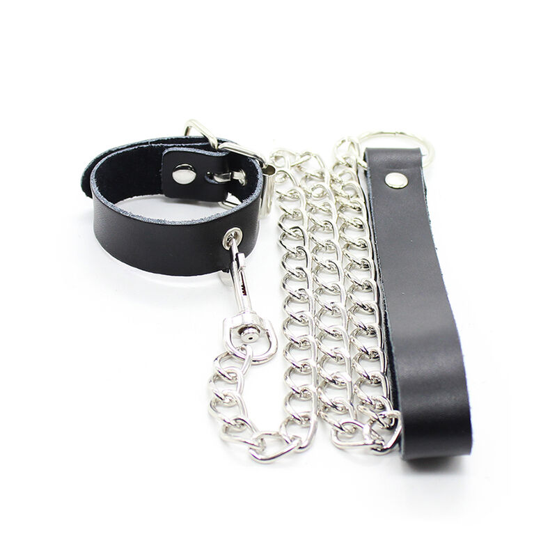OHMAMA FETISH - COLLAR PARA PENE Y CORREA PIEL CON CADENA METALICA - Imagen 4