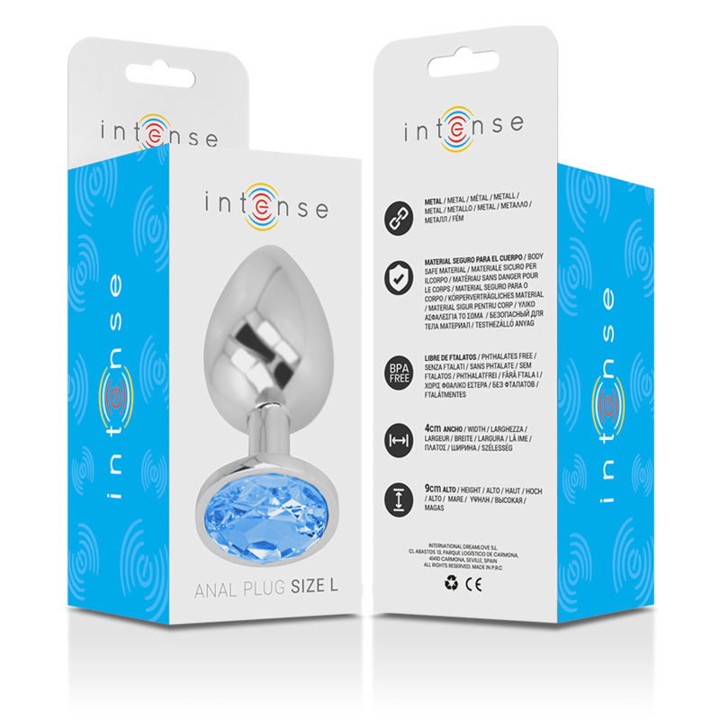INTENSE - PLUG ANAL METAL ALUMINIO CON CRISTAL AZUL TALLA L - Imagen 6