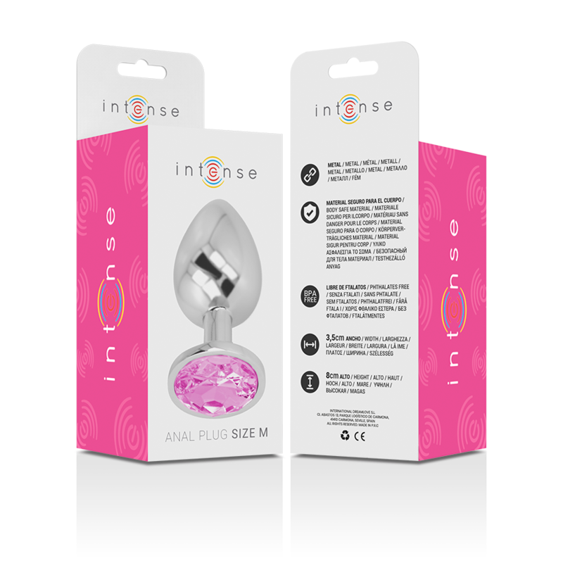 INTENSE - PLUG ANAL METAL ALUMINIO CON CRISTAL ROSA TALLA M - Imagen 6
