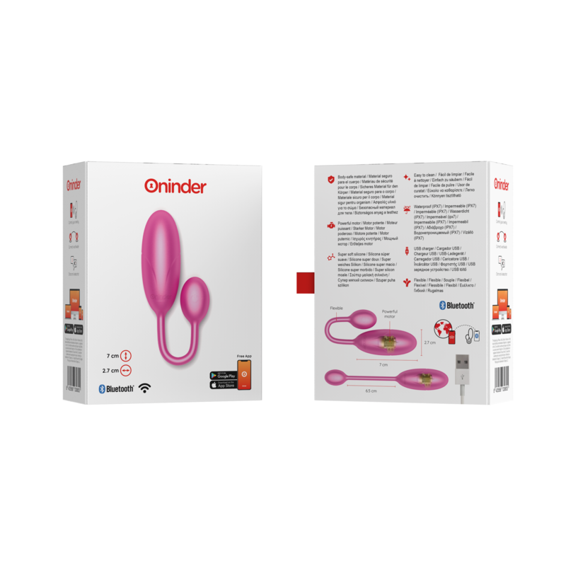 ONINDER - DENVER HUEVO VIBRADOR ROSA 7 X 2.7 CM - APP GRATUITA - Imagen 8