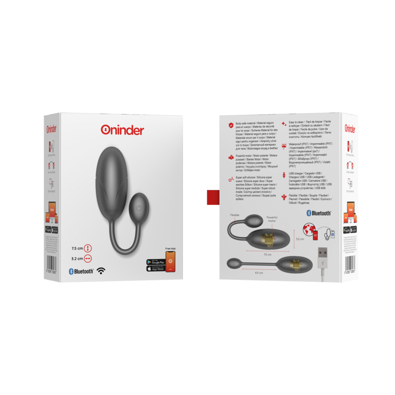 ONINDER - TOKYO HUEVO VIBRADOR NEGRO 7.5 X 3.2 CM - APP GRATUITA - Imagen 8