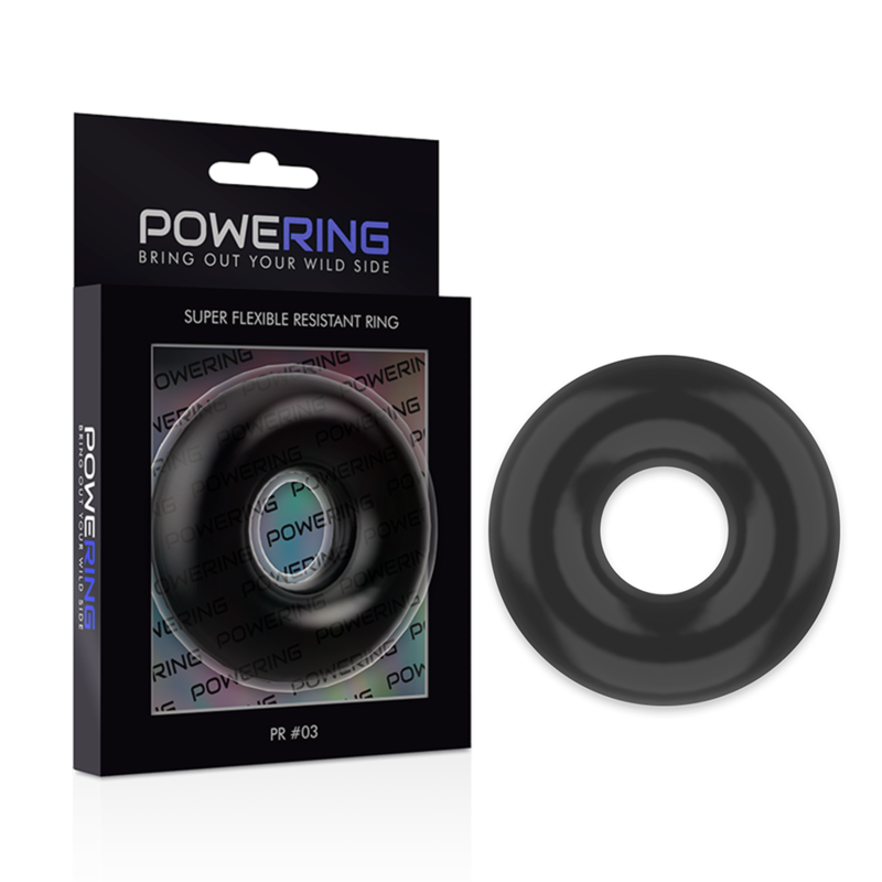 POWERING - SUPER FLEXIBLE Y RESISTENTE ANILLO PENE 5CM PR03 NEGRO - Imagen 6