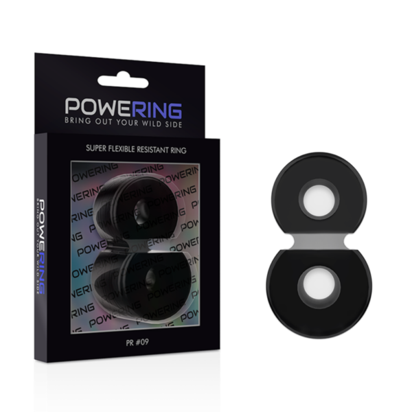POWERING - SUPER FLEXIBLE Y RESISTENTE ANILLO PENE DOBLE PR09 NEGRO - Imagen 2