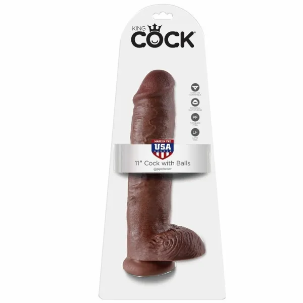 KING COCK - 11 PENE REALISTICO MARRON 28 CM - Imagen 2