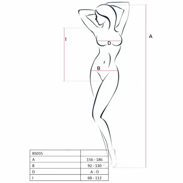 PASSION - WOMAN BS035 BODYSTOCKING ROJO TALLA ÚNICA - Imagen 2