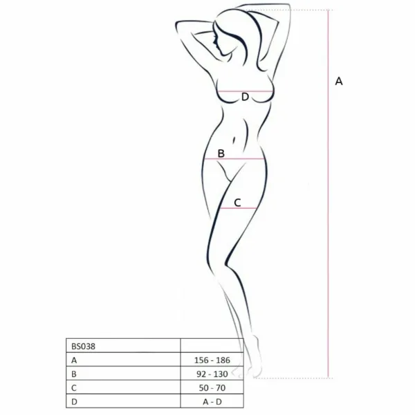 PASSION - WOMAN BS038 BODYSTOCKING ROJO TALLA ÚNICA - Imagen 2