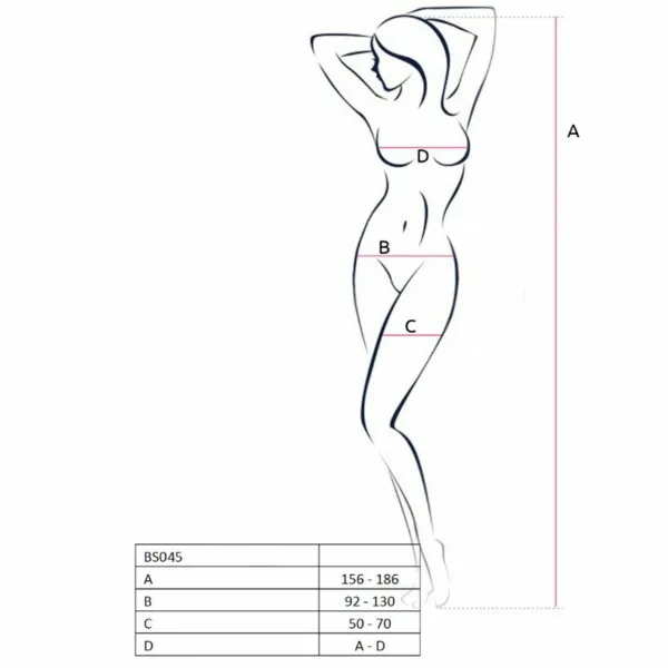 PASSION - WOMAN BS045 BODYSTOCKING NEGRO TALLA ÚNICA - Imagen 2