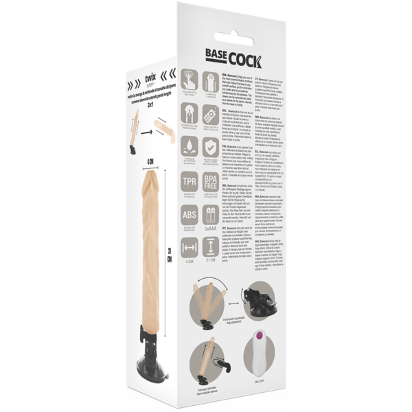 BASECOCK - VIBRADOR REALÍSTICO CONTROL REMOTO NATURAL 21 CM -O- 4 CM - Imagen 6