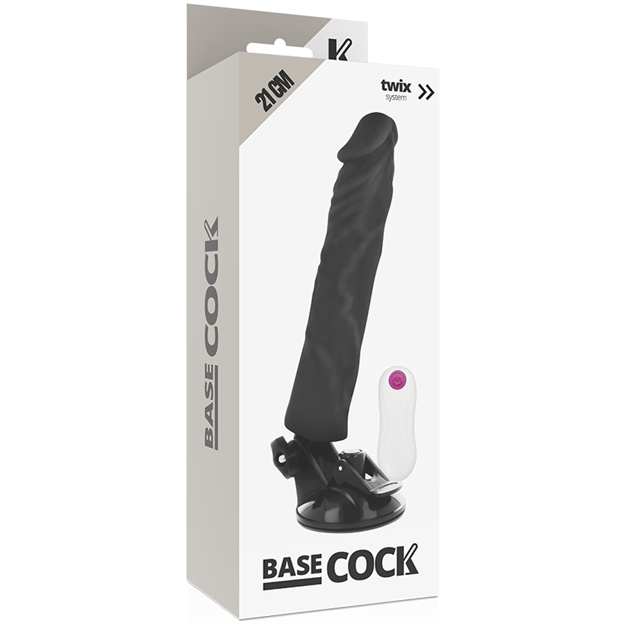 BASECOCK - VIBRADOR REALÍSTICO CONTROL REMOTO NEGRO 21 CM -O- 4 CM - Imagen 5
