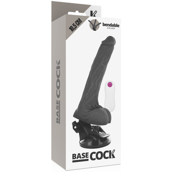 BASECOCK - VIBRADOR REALÍSTICO ARTICULABLE CONTROL REMOTO NEGRO 18.5 CM -O- 4 CM - Imagen 6