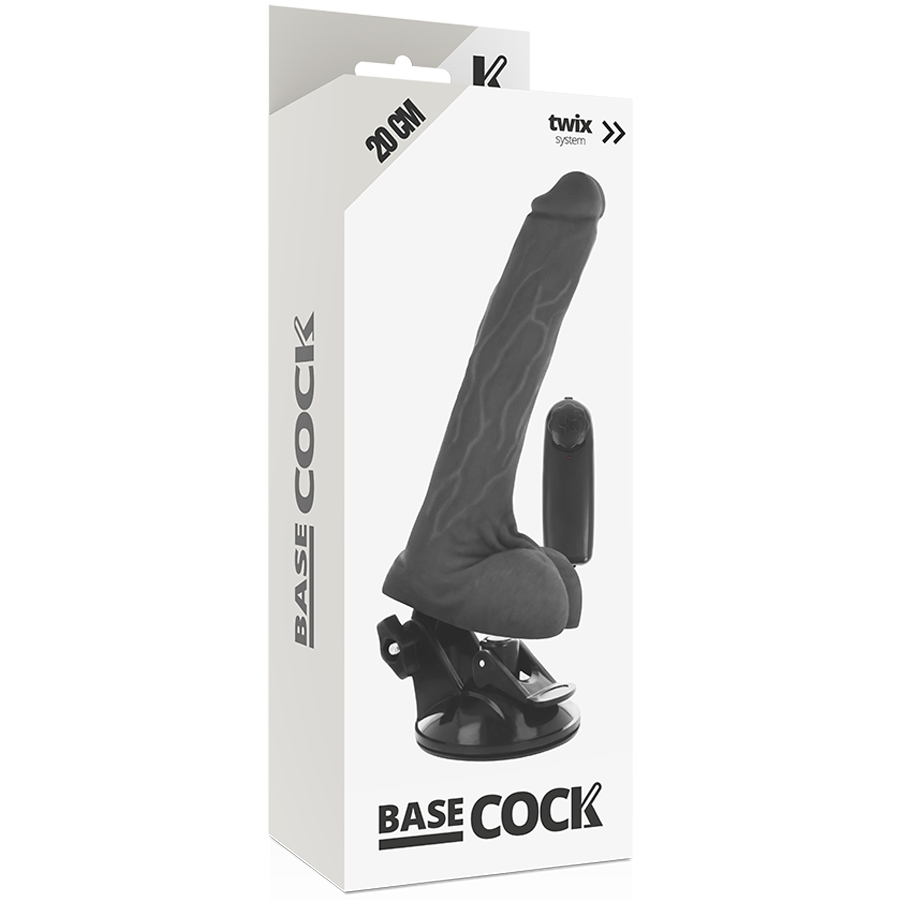 BASECOCK - VIBRADOR REALÍSTICO CONTROL REMOTO NEGRO CON TESTÍCULOS 20 CM -O- 4 CM - Imagen 4