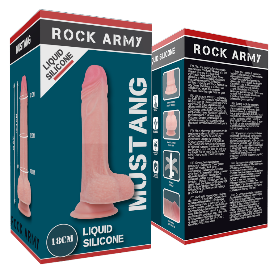 ROCKARMY - MUSTANG DILDO REALÍSTICO LIQUID SILICONE 18 CM -O- 4.14 CM - Imagen 7