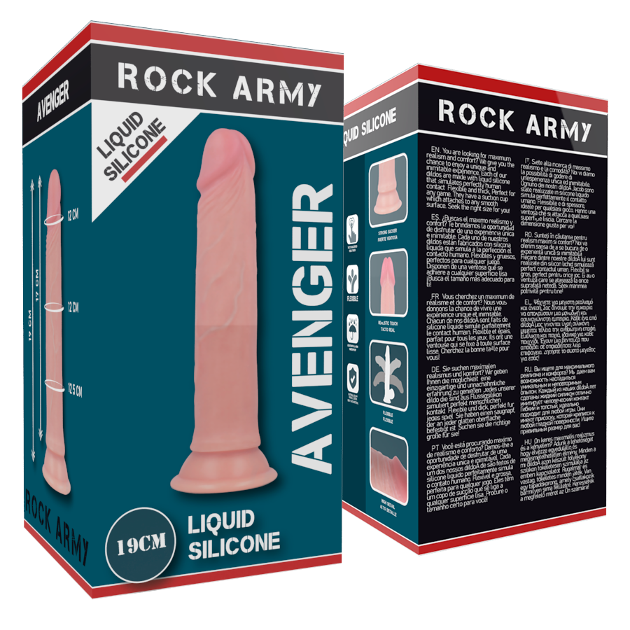 ROCKARMY - AVENGER DILDO REALÍSTICO LIQUID SILICONE 19 CM -O- 3.98 CM - Imagen 6