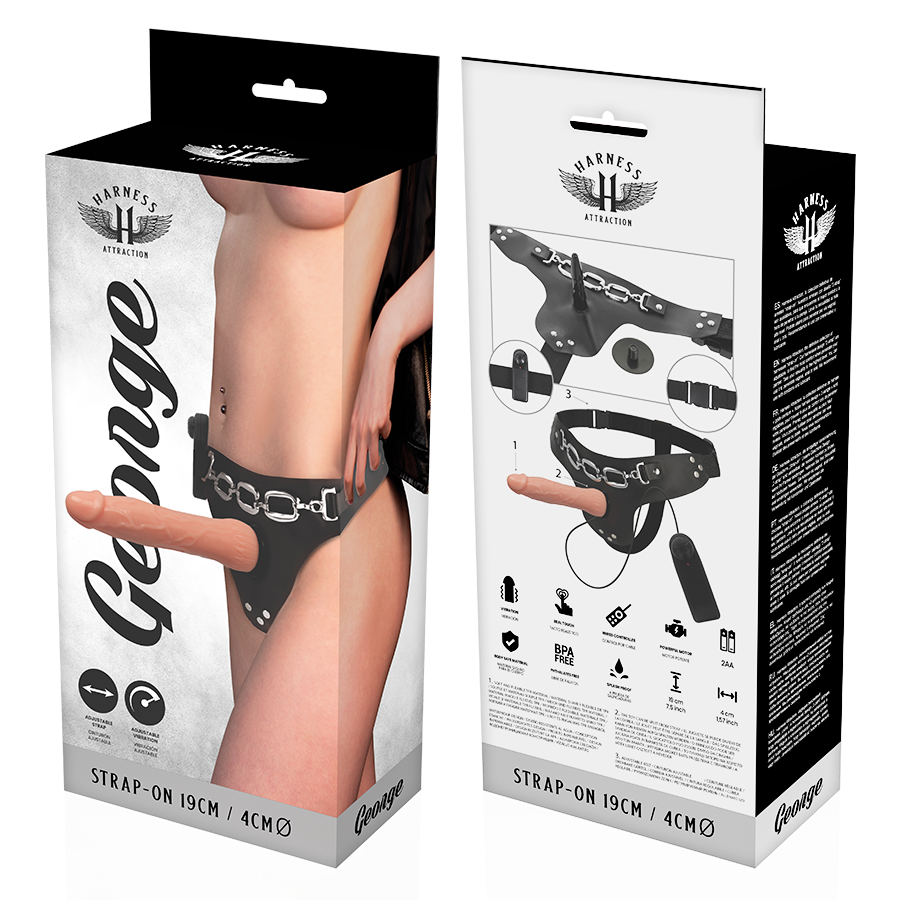 HARNESS ATTRACTION - ARNÉS GEORGE REALÍSTICO VIBRADOR 19 CM -O- 4 CM - Imagen 7