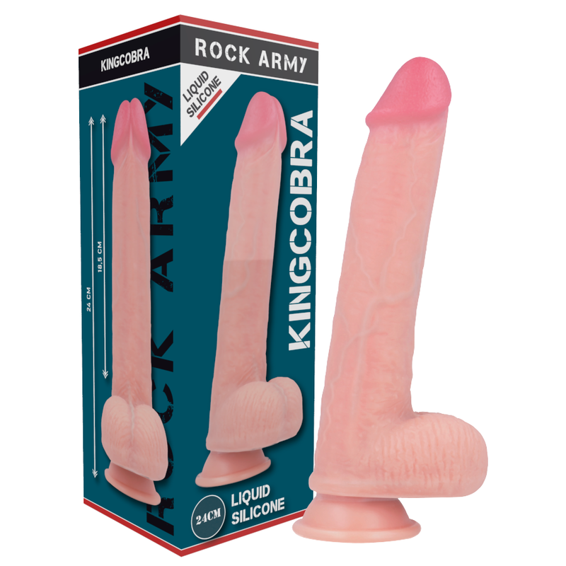 ROCKARMY - ARNÉS + LIQUID SILICONE DILDO PREMIUM KINGCOBRA 24 CM -O- 4.77 CM - Imagen 10