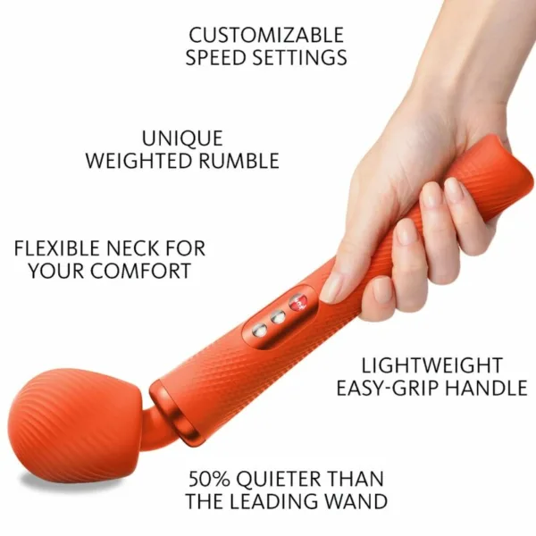 FUN FACTORY - VIM WAND RUMBLE VIBRADOR RECARGABLE SILICONA NARANJA - Imagen 2