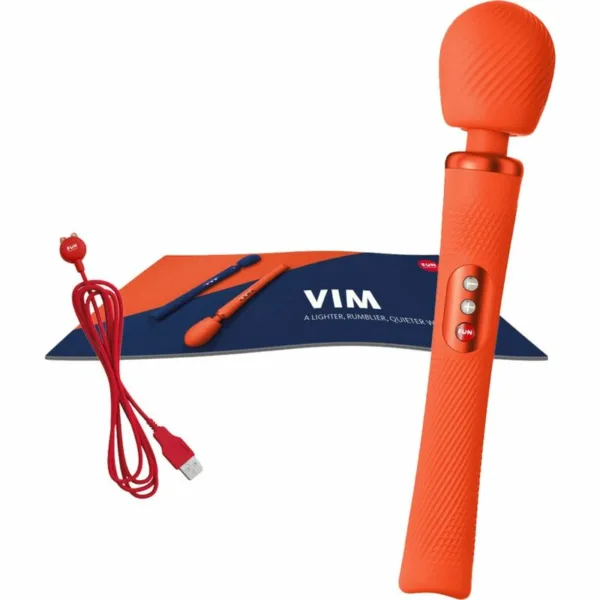 FUN FACTORY - VIM WAND RUMBLE VIBRADOR RECARGABLE SILICONA NARANJA - Imagen 5