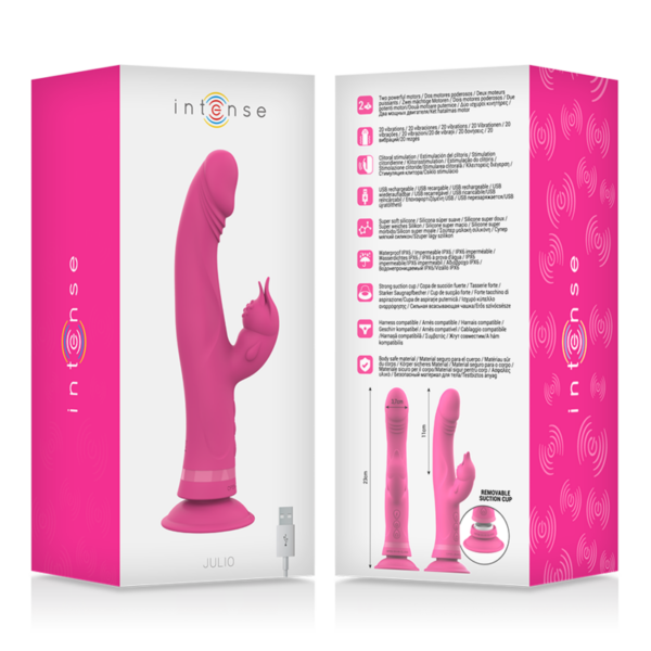 INTENSE - JULIO VIBRADOR RABBIT SILICONA ROSA - Imagen 8