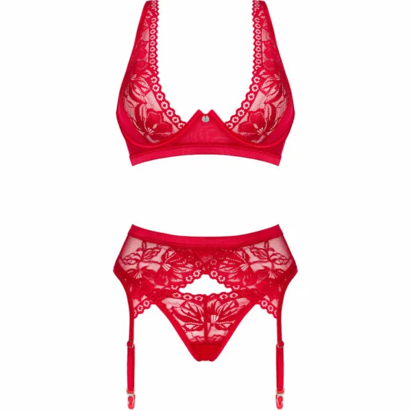 OBSESSIVE - LACELOVE SET TRES PIEZAS ROJO XS/S - Imagen 5