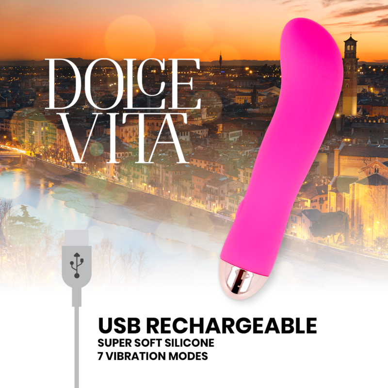 DOLCE VITA - VIBRADOR RECARGABLE TWO ROSA 7 VELOCIDADES - Imagen 5