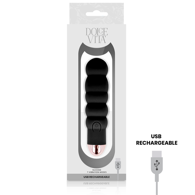 DOLCE VITA - VIBRADOR RECARGABLE SIX NEGRO 7 VELOCIDADES - Imagen 3