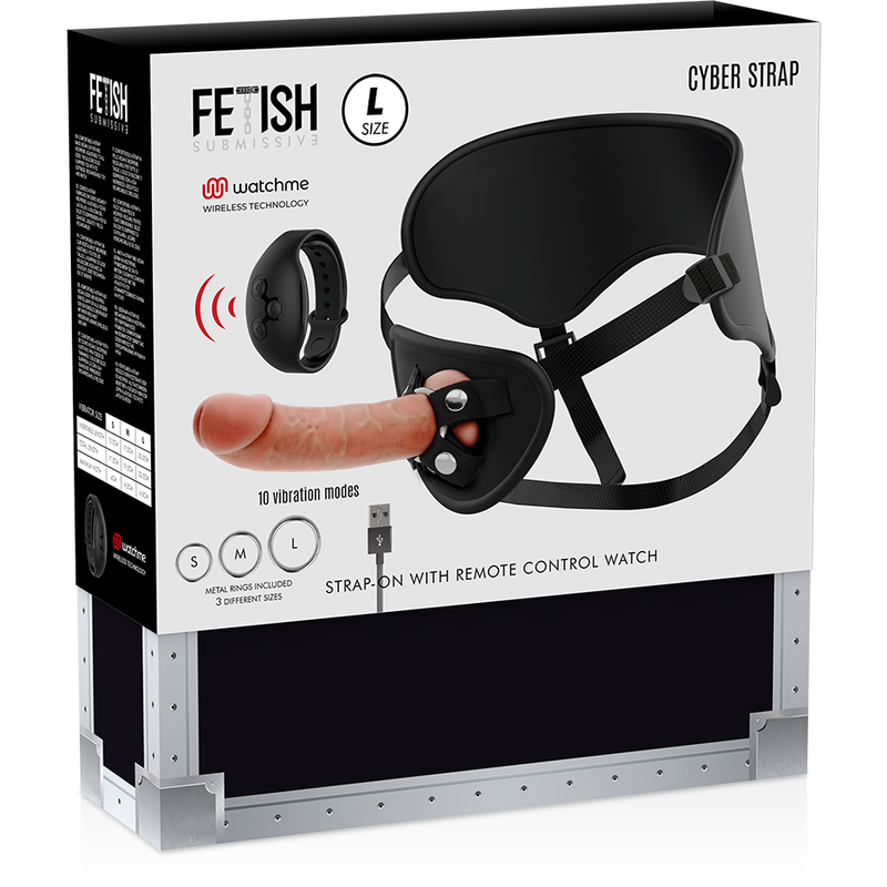 FETISH SUBMISSIVE CYBER STRAP - ARNÉS CON DILDO CONTROL REMOTO TECNOLOGÍA WATCHME L
