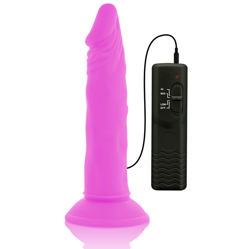 DIVERSIA - DILDO REALÍSTICO FLEXIBLE CON VIBRACIÓN LILA 23 CM -O- 4.3 CM - Imagen 4
