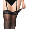 LEG AVENUE - OUTLET - MEDIAS DE NYLON NEGRAS CON ENCAJE SUPERIOR PLUS - Imagen 3