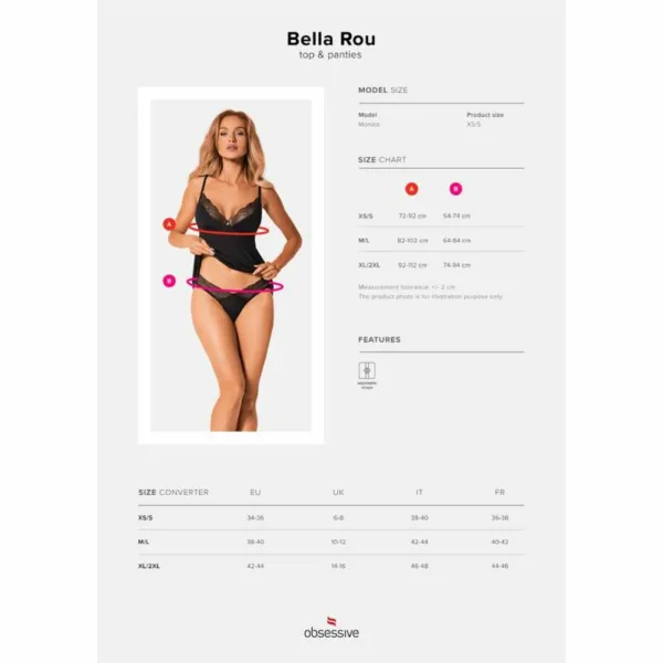 OBSESSIVE - BELLA ROU TOP & PANTIES XS/S - Imagen 7