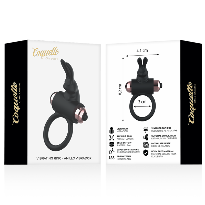 COQUETTE CHIC DESIRE - COCK RING ANILLO VIBRADOR NEGRO / GOLD - Imagen 9