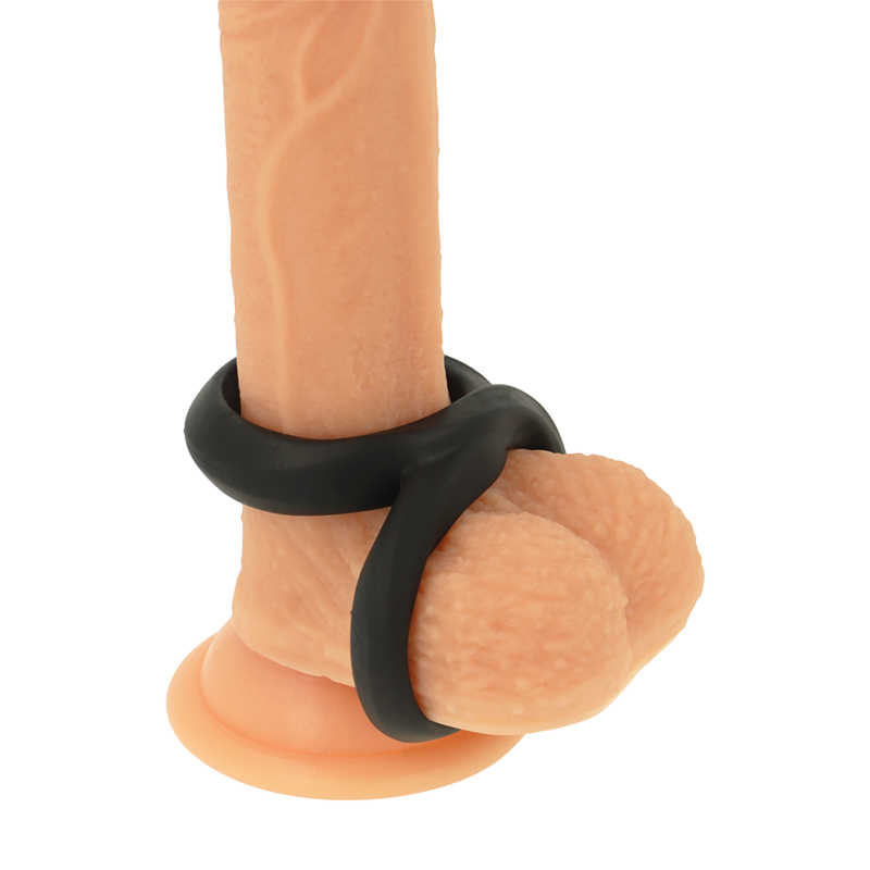 POWERING - SUPER FLEXIBLE Y RESISTENTE ANILLO PENE Y TESTÍCULOS PR12 NEGRO