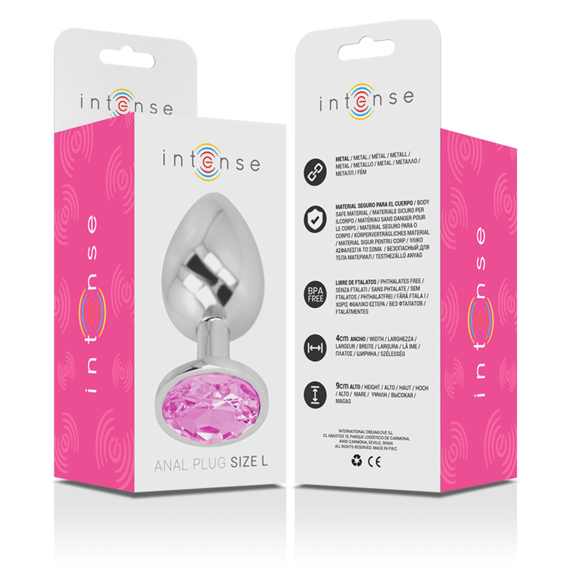 INTENSE - PLUG ANAL METAL ALUMINIO CON CRISTAL ROSA TALLA L - Imagen 6
