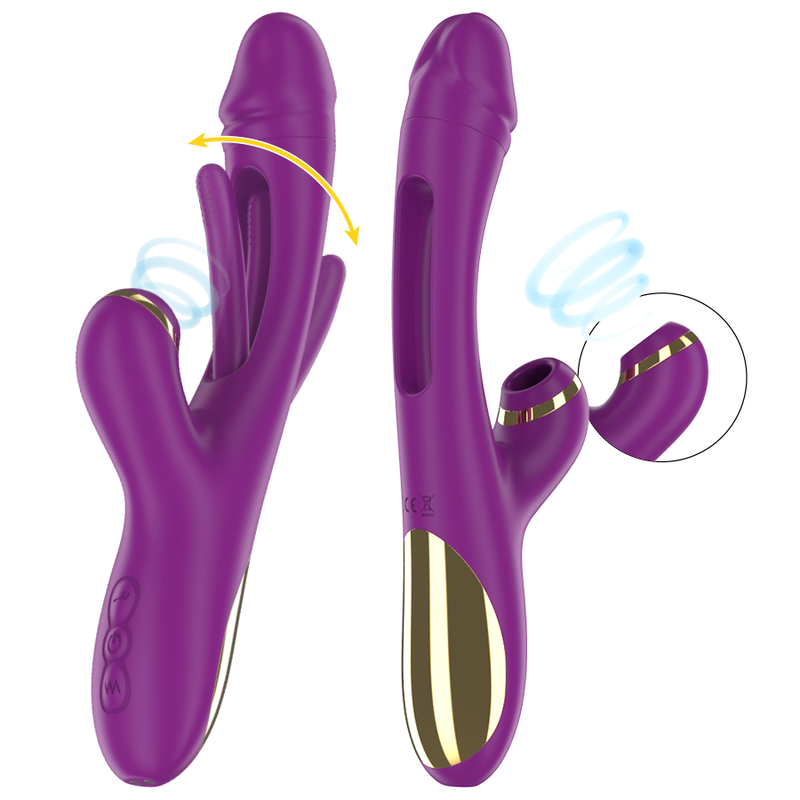 INTENSE - ATENEO VIBRADOR MULTIFUNCIÓN RECARGABLE 7 VIBRACIONES CON LENGUA OSCILANTE Y ONDAS ESTIMULADORAS MORADO - Imagen 2