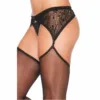 LEG AVENUE - MEDIAS CON LIGUERO BORDADO NEGRO - Imagen 2