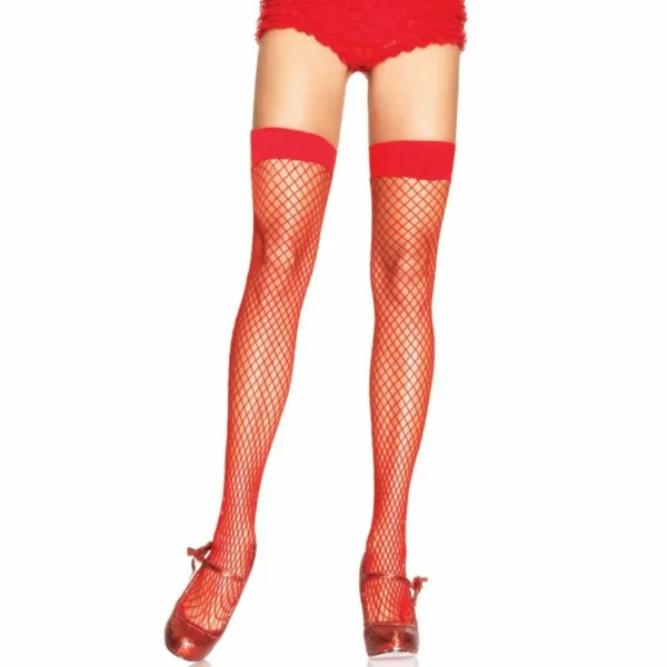 LEG AVENUE - MEDIAS EN RED ROJAS TALLA ÚNICA