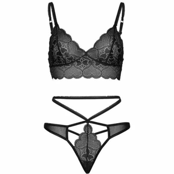 LEG AVENUE - SET 2 PIEZAS CON TANGA DOBLE TIRANTA S/M NEGRO - Imagen 4
