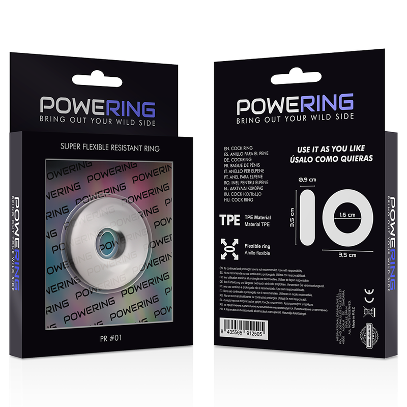 POWERING - SUPER FLEXIBLE Y RESISTENTE ANILLO PENE 3.5CM CLEAR - Imagen 12