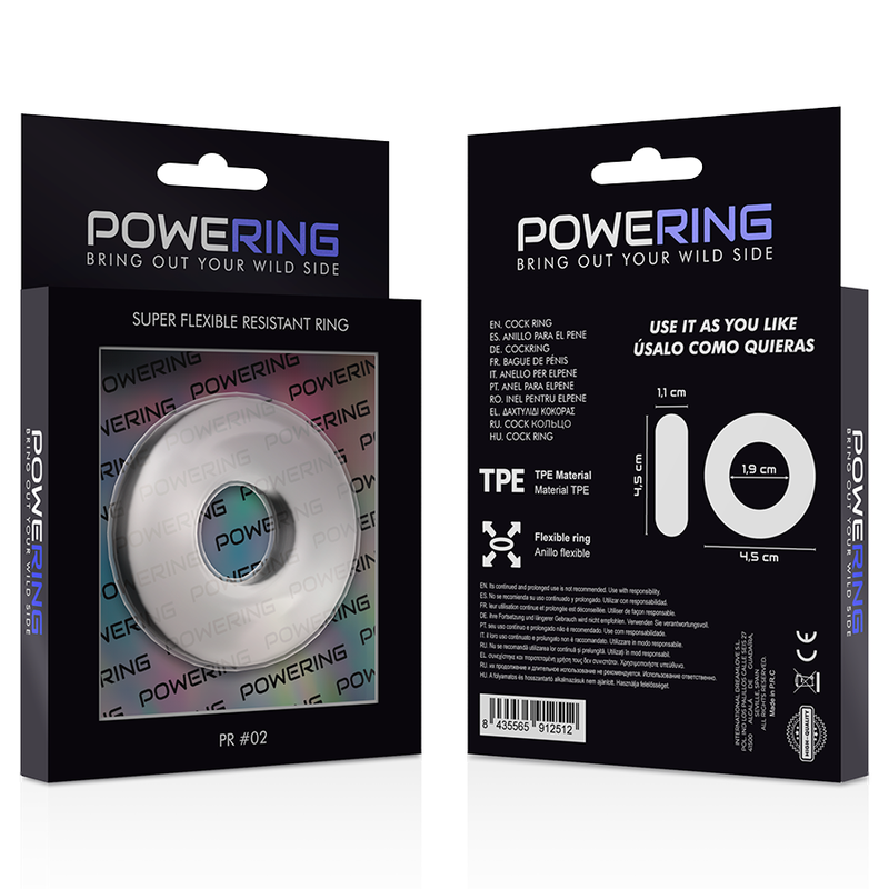 POWERING - SUPER FLEXIBLE Y RESISTENTE ANILLO PENE 4.5CM CLEAR - Imagen 12