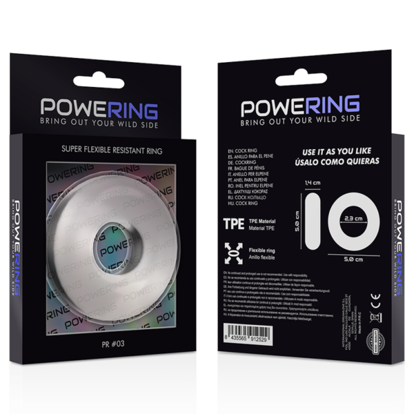 POWERING - SUPER FLEXIBLE Y RESISTENTE ANILLO PENE  5CM PR03 CLEAR - Imagen 12