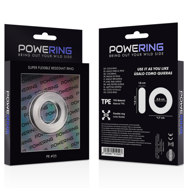 POWERING - SUPER FLEXIBLE Y RESISTENTE ANILLO PENE  4.8CM PR05 CLEAR - Imagen 12