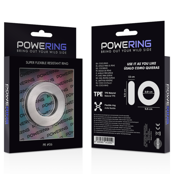 POWERING - SUPER FLEXIBLE Y RESISTENTE ANILLO PENE  5.5CM PR06 CLEAR - Imagen 12