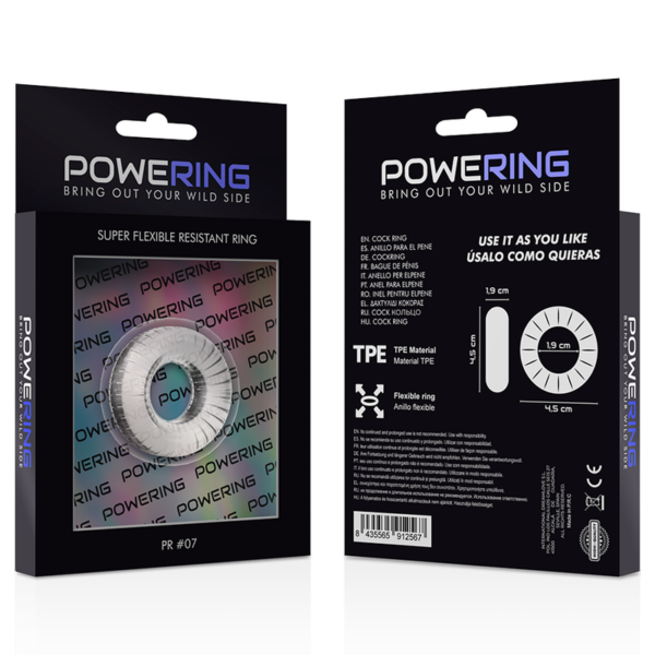 POWERING- SUPER FLEXIBLE Y RESISTENTE ANILLO PENE  4.5CM PR07 CLEAR - Imagen 11