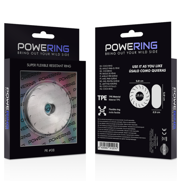 POWERING - SUPER FLEXIBLE Y RESISTENTE ANILLO PENE  5CM PR08 CLEAR - Imagen 11