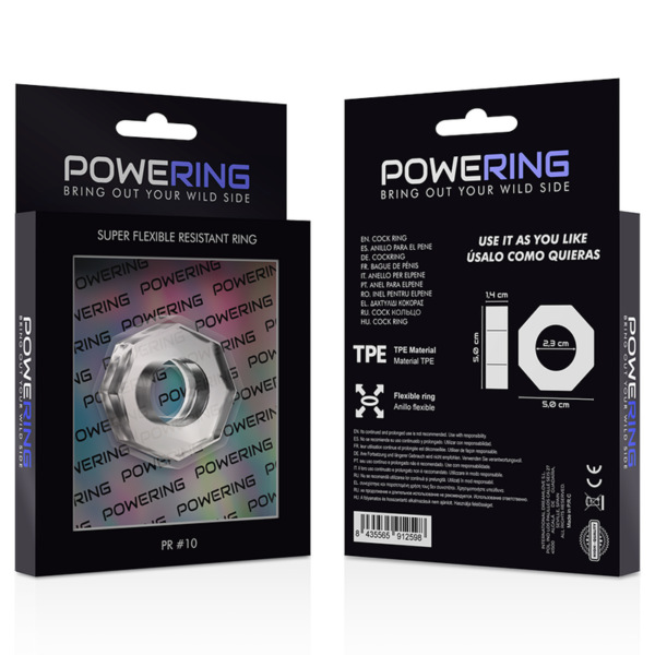 POWERING - SUPER FLEXIBLE Y RESISTENTE ANILLO PENE  5CM PR10 CLEAR - Imagen 11